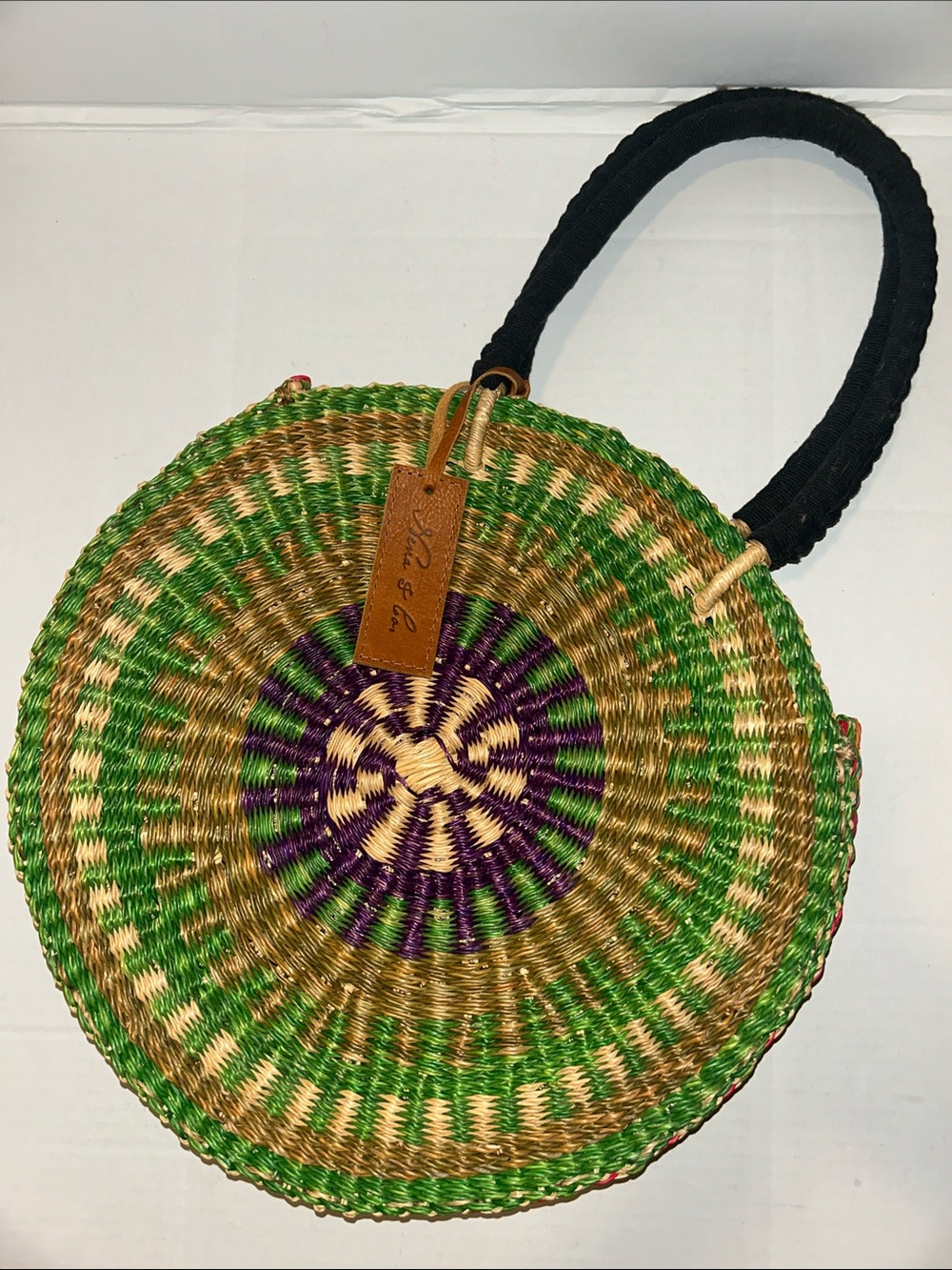 Nena & Co. Ghana hand-crafted hobo bag elephant grass and wicker handbag